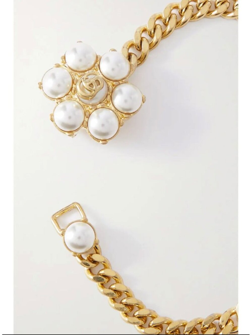 GUCCI BRACELET INTERLOCKING GG LOGO FAUX PEARL GOLD TONE CHAIN sz S SMALL - Picture 13 of 17